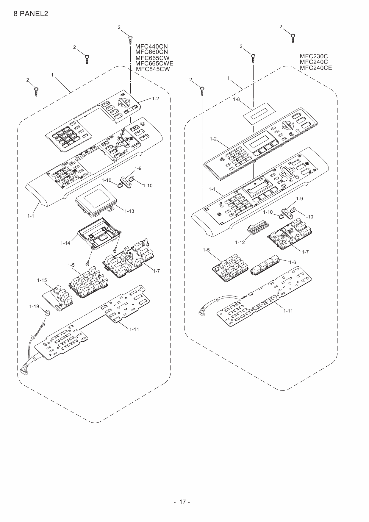 Brother MFC 230 240 440 660 665 845 C-CN-CW DCP130 330 540 750 C-CW FAX2480C 2580C Parts Reference-6